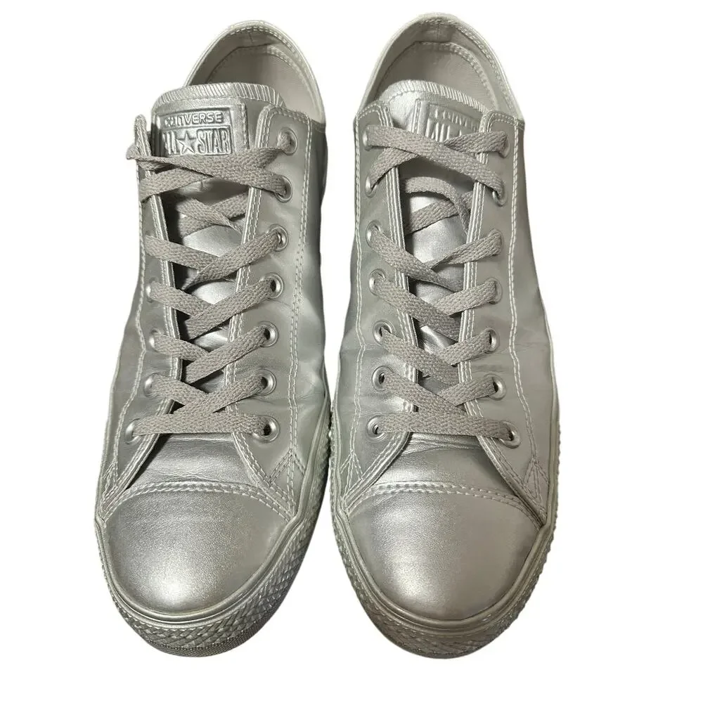 Converse Chuck Taylor All Star Ox Metallic Silver 157663C Mens sneakers size 12 - Picture 9 of 10